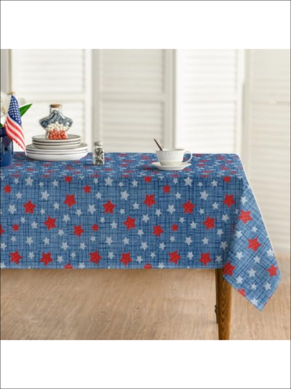 Horaldaily 4th of July Tablecloth 60x120 Inch Rectangular Spun Polyester